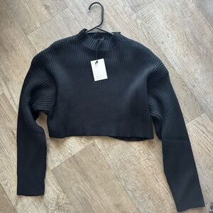 Black Ribbed Knit Crop Top